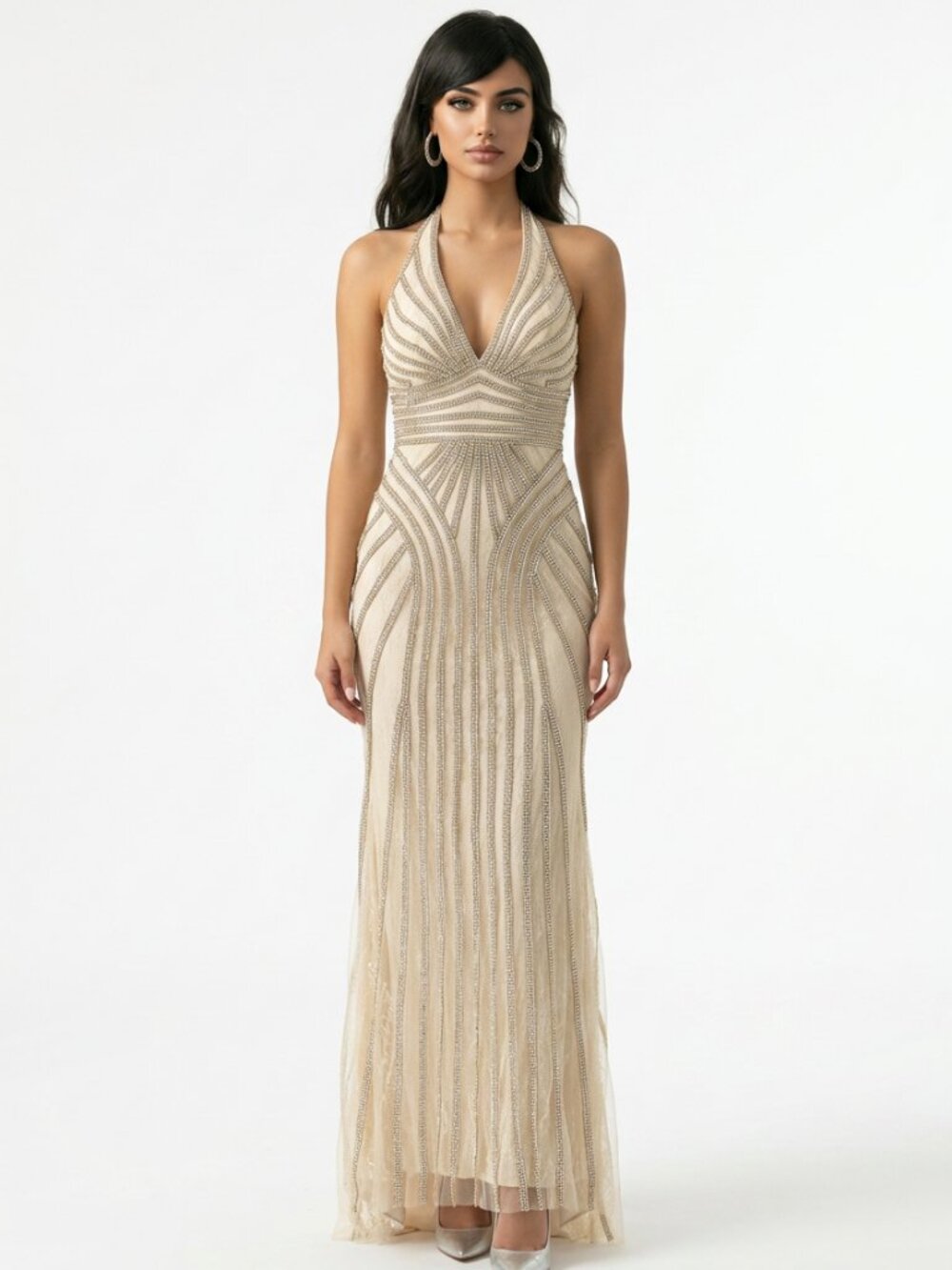 Rhinestones floor-length gown